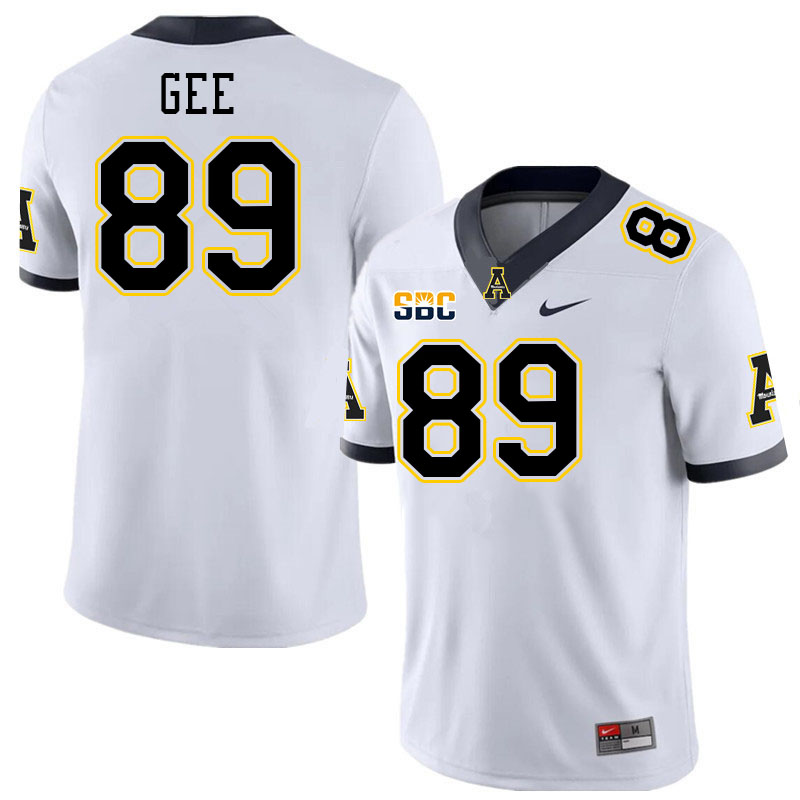 Men #89 Bryce Gee Appalachian State Mountaineers College Football Jerseys Stitched-White